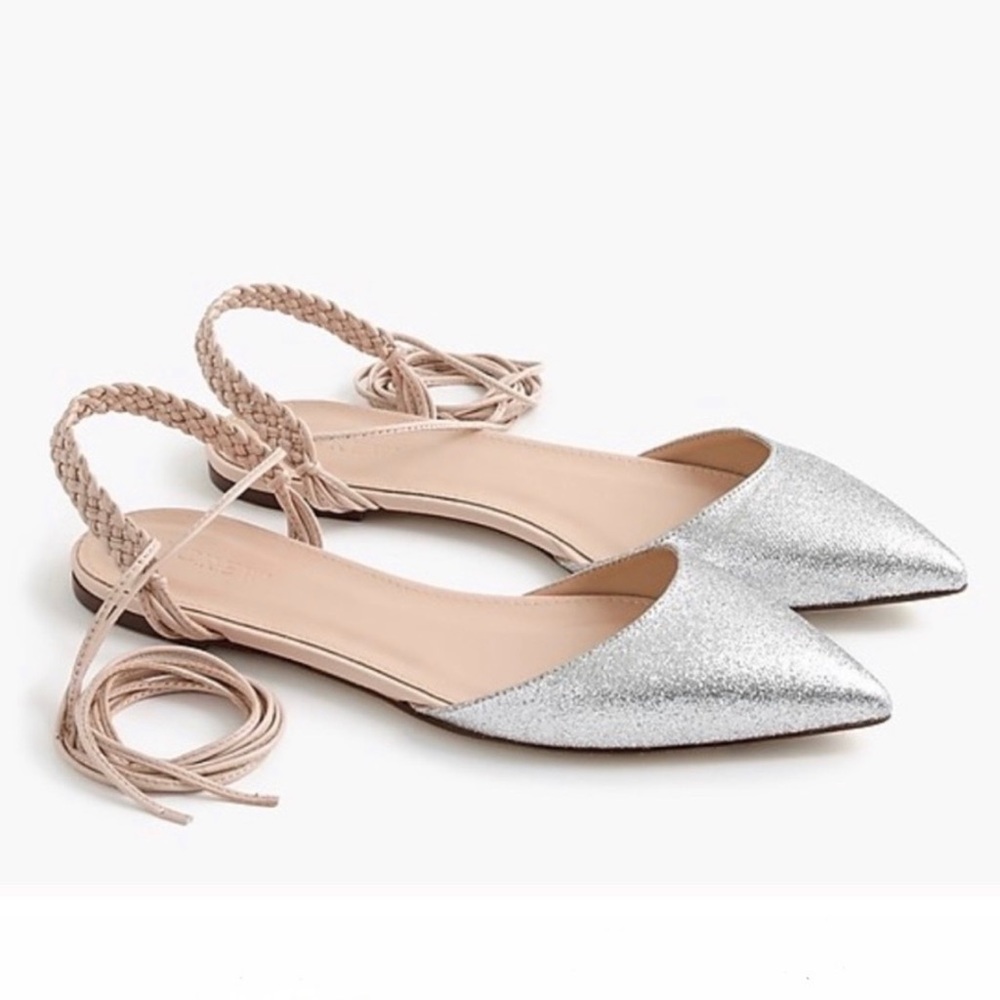 J crew silver sling back shoes